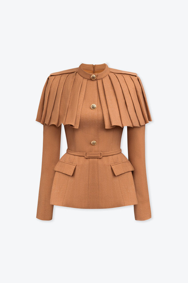 Dolly Tweed Jacket with Pleated Cape