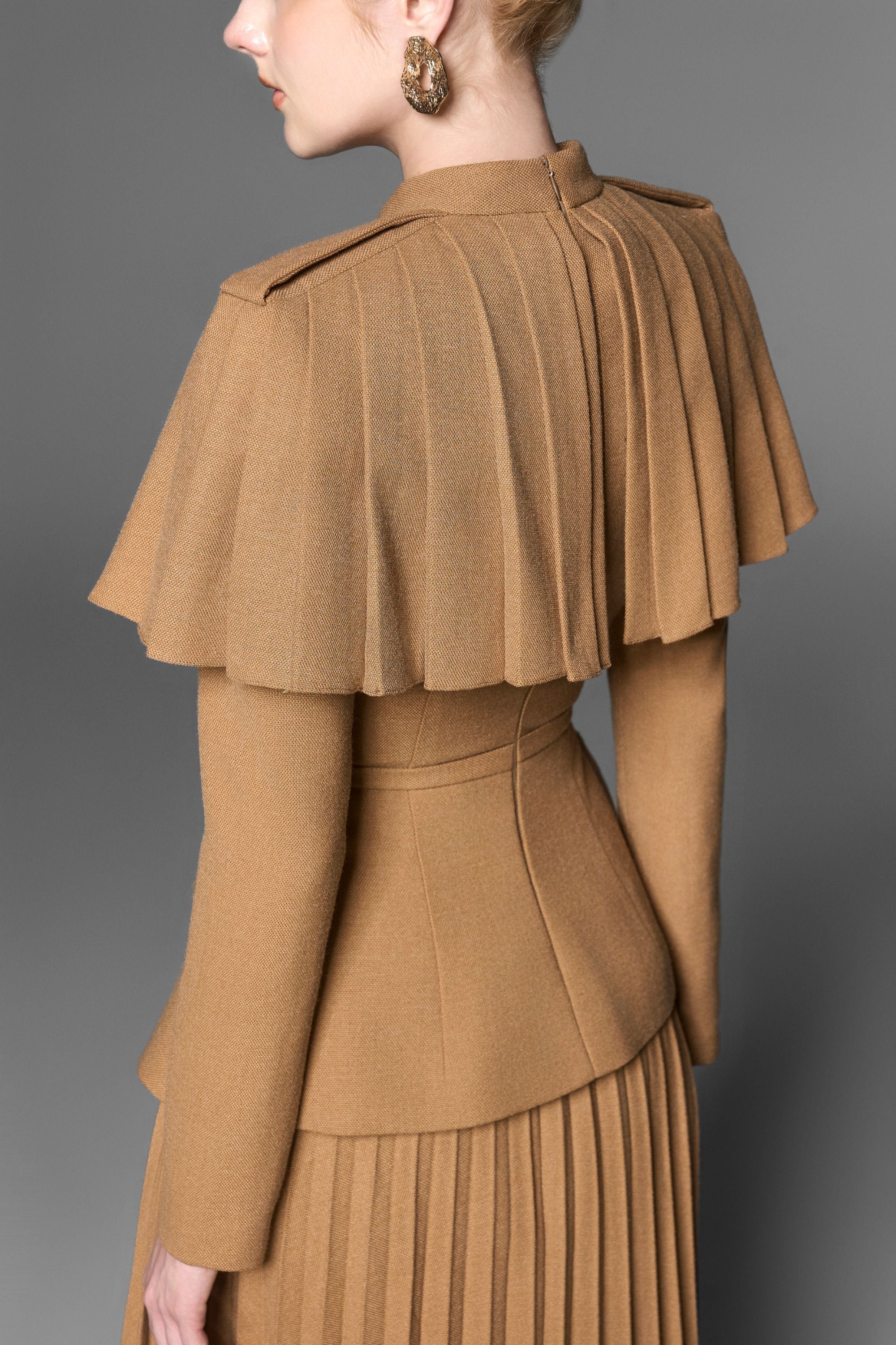 Dolly Tweed Jacket with Pleated Cape